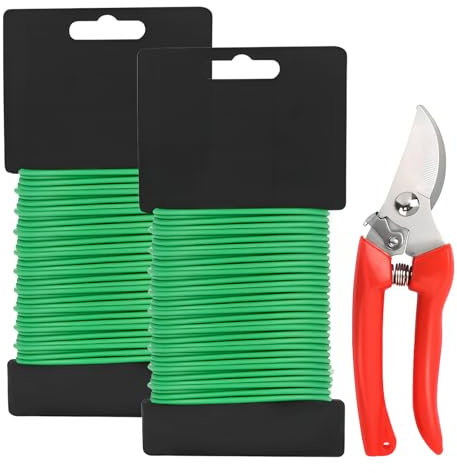 Tibapla 2 x 10m Filo di Ferro per Giardino con Cutter, 3.5mm Filo per Legare Piante, Filo Ferro Plastificato per Legare Piante, Morbido Legame Piante per Fissare e Sostenere Pomodori Fiori