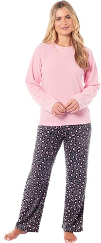 KATE MORGAN Womens Pyjamas Warm Fleece Pyjamas for Women Sets Pjs S-XL | Soft Twosie Pyjama Set for Ladies Gifts for Her Panther p XL