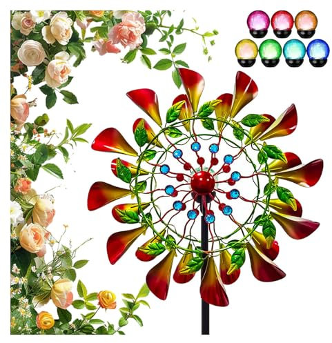 Hazomeu Solar Garten WindmüHle 210 cm Windrad Garten XXL Edelstahl Kugellager FüR Den AußEnbereich,Terrasse