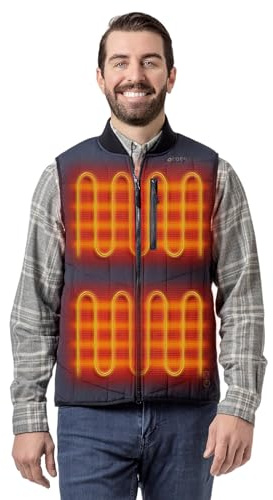 ORORO Men's Dual Control Heated Gilet with 5 Heat Zones, Heating Quilted Bomber Vest with Power Bank (Blue,XL)