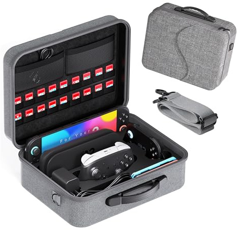 GAEKOL Tasche Kompatibel mit Nintendo Switch 2 (2025), Deluxe Harte Tragetasche mit 18 Spielkarten Slots Schutz Hülle Schutztasche für Switch 2 Konsolle, Joy-Con/Pro Controller und Andere Zubehör
