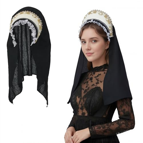 FAD-4U Anne Boleyn Hut Tudor Giebelhaube Kappe Elizabethanische Kopfbedeckung Renaissance Kostüm Kopfschmuck für Frauen Cosplay Party
