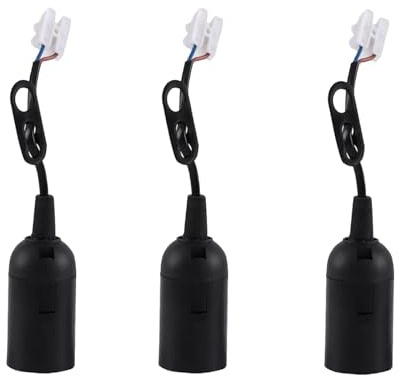 Lampenfassung, 3 Stück E27 Baufassung Mit Kabel, Schwarz