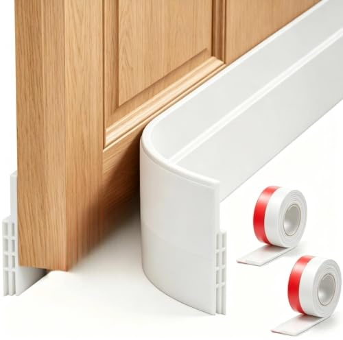 LEZQHB 2 Pack Self-Adhesive Door Draft Excluder Strips, 5CM*1M Weatherproof Soundproof Rubber Seal for Door Bottom, Energy-Saving Draught Stopper for House(White)
