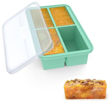 Ankway Stampo in silicone per congelatore con coperchio, 1 tazza grande per zuppe, congelatore, vassoio in silicone per zuppe, salse, preparazione pasti, brodo, stufati erbe, ideale per cucinare in