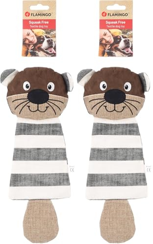 Flamingo Spielzeug Wigri Biber Beige – Mit Knispergeräusch für Extra Spielspaß, Ideal für Hunde! (Packung mit 2)