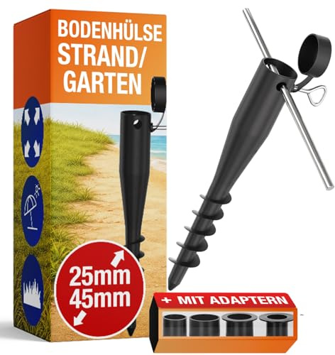 8x Bodenhülse Sonnenschirm Halterung Strand Schirmständer Erdspieß für Strandschirm Windfest Stabil Schirmhalter Sonnenschirmständer Sand Bodenanker Einschraubbodenhülse Sandanker Bodendübel eindrehen