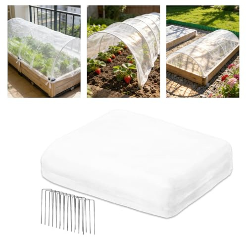 Yuaerbuo 3x6m Garden Insect Netting Fine Mesh Vegetable Protection, Garden Mesh, Grass Seed Protector From Birds, Insect Netting Fine, Greenhouse Row Cover, with 12 Pegs