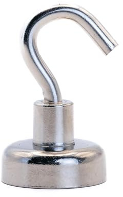 FIRST4MAGNETS Neodymium Clamping Magnet with M4 Hook for Hanging, Holding or Displaying Items - 20mm Diameter x 34mm High - 16.5kg Pull - Pack of 10
