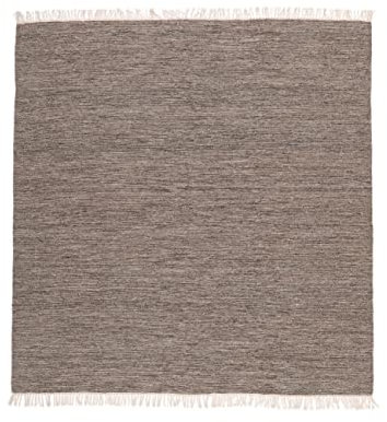 RugVista Melange Teppich, 200 x 200 cm, Quadratisch, Moderner Kelim, Kurzflor, Wolle, Für Flur, Schlafzimmer, Küche, Wohnzimmer, Braun, Mehrfarbig