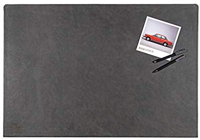 Centaur - Hochwertige Leder Schreibtischunterlage mit 90° Kantenschutz - Basaltgrau 55x80 cm - ideal für Büro und Zuhause - Pflegeleichte Schreibunterlage -