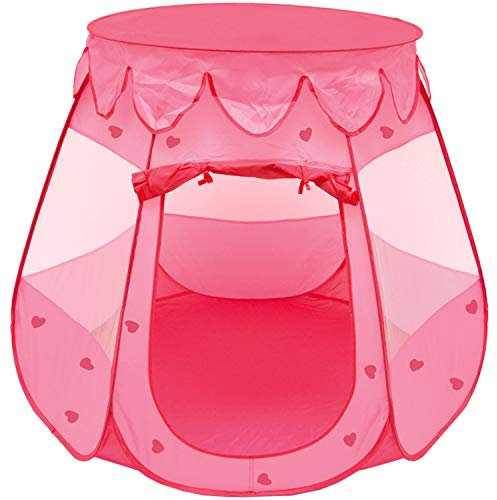 LittleTom Bällebad Mädchen Kinderzelt für Drinnen & Draußen - 120x120x90 Spielzelt Kinder Bällebad Baby Zelt Deko Kinderzimmer - Baby Spielecke Wohnzimmer Indoor Spielplatz Kinder Spiel Haus Zelt