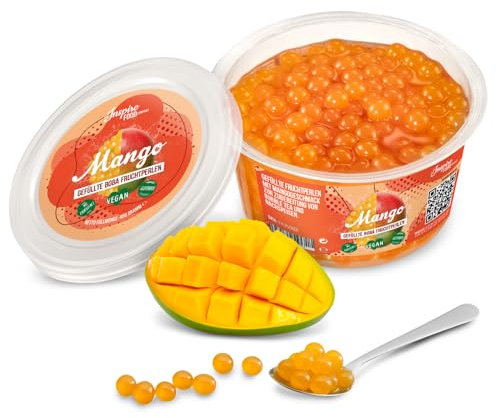 INSPIRE FOOD Bubble Tea Perlen Mango für Bubble Tea | Popping boba Perlen, Tapioka Fruchtperlen und Boba Perlen - 100% vegan und glutenfrei, ohne künstliche Farbstoff, 450g