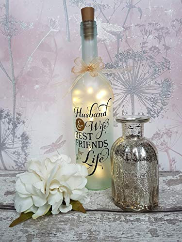 Husband & Wife Personalised Light Up bottle 2 Sided Wedding Gift Table Centre Piece Anniversary Gift