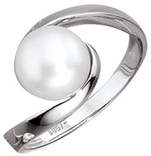 Jobo Damen-Ring aus 333 Weißgold mit Perle Größe 60