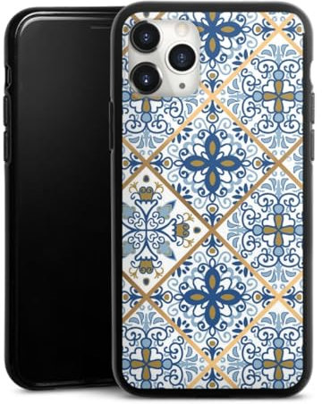 Silikon Hülle kompatibel mit Apple iPhone 11 Pro Max Case schwarz Handyhülle Mandala Mosaik Retro