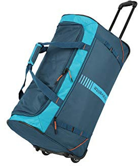 Travelite 2-Rad Trolley Reisetasche Größe L, Gepäck Serie BASICS ACTIVE: Weichgepäck Reisetasche mit Rollen im frischen Design, 096282-22, 71 cm, 86 Liter, petrol/orange