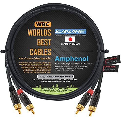 1 Meter RCA Cable Pair - Canare L-4E6S Star-Quad Balanced Audio Interconnect Cable with Amphenol ACPL Black Chrome Body, Gold Plated RCA Connectors - Directional