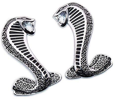 YK ZAOOER 3D Metall Shelby Cobra Snake Emblem-Abzeichen-Aufkleber Aufkleber für Ford Mustang Sport (Links & rechts) 2er Set,Black Silver