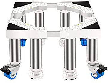 Waschmaschine Sockel Untergestell mit Rollen Trockner Kuehlschrank Podest Verstellbare Länge/Breite 41-65cm Geschirrspüler Verschiebbar Sockel Stoßdämpfungsfunktion - 300kg (4 Legs 4 Wheels,35cm)