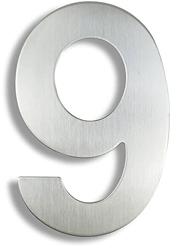 HASWARE 304 Stainless Steel Modern House Number 8 Inch/20cm Stylish Door Alphabet Plaque for Street Home Decor (9, 8 Inch Silver)