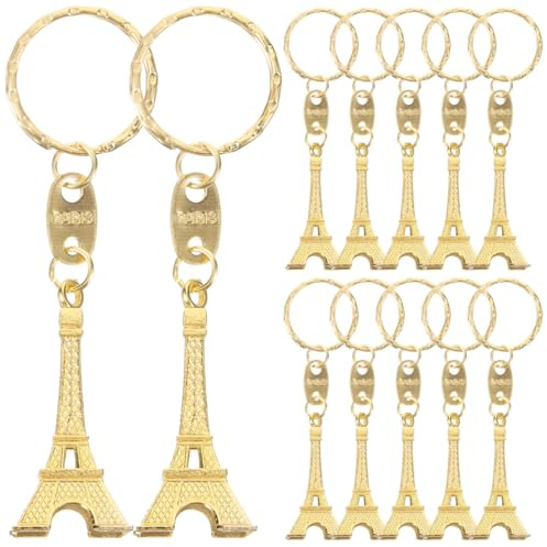 jojofuny 12 Pezzi Portachiavi Torre Eiffel Mini Oro 2 Pollici Ciondoli Per Borsa Chiavi Cellulare Accessori Moda Idee Regalo Compleanno Festa Decorazioni