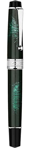Majohn T5 Piston Fountain Pen Green Fireworks Medium Nib, Large Ink Capacity Writing Pen Set with Box
