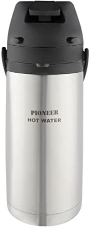 Pioneer Flasks Stainless Steel Lever Airpot Hot Water Dispenser Conference Event Flask, 1.9 litres, Silver