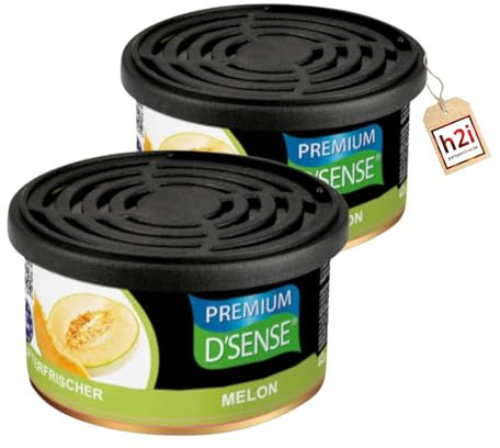 h2i Premium Duftdose | melon | 2 Stück | Auto Lufterfrischer und Duftspender für Camping, Büro & Zuhause | 60 Tage frischer Duft mit Mengenregulierung | passt in Getränkehalter | inkl. h2i Sticker