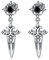 ONEFINITY Gothic Schwert Ohrringe 925 Sterling Silber Retro Mittelalter Obsidian Schwert Dolch Statement Schmuck Geschenke für Männer Frauen