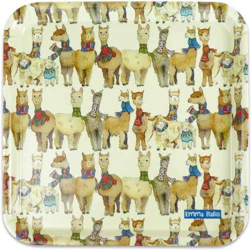 Emma Ball Alpacas and Friends Colourful Square Melamine Tray - 29 cm