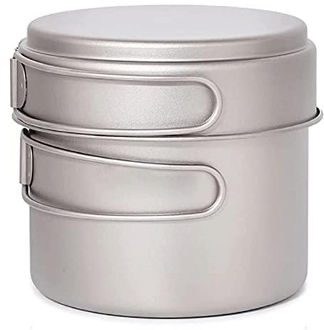 FRAHS Utensilios de Cocina for Acampar, Juego de ollas de Titanio Puro for Exteriores, Cocina portátil for Acampar Camping Picnic Senderismo Utensilios (Color : Silver, Size : 135MM)