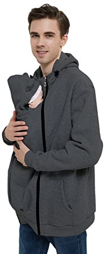 Idtswch Veste kangourou pour bébé en polaire 2 en 1 pour homme, veste de portage et veste softshell