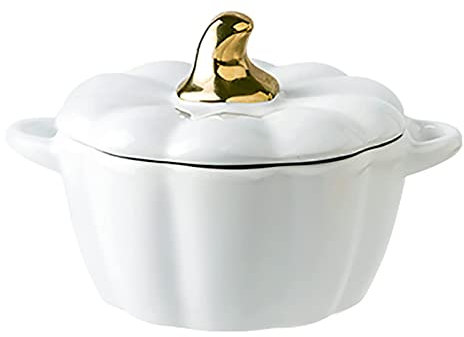 OMVOVSO Keramik Kürbis Cocotte Schalen,Niedlich Kürbis Geformt Auflauf Porzellan Backschüssel Dessert Schale Suppenschüssel Mit Deckel Behandeln Backofen Verfügbar,2