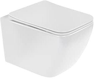 i-flair WC Cube Wand Toilette spülrandlos inkl. WC Sitz mit Softclose Absenkautomatik + abnehmbar - Weiß Matt