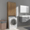 homiuse Waschmaschinenschrank Braun Eiche 64x25,5x190 cm Waschmaschinenüberbauschrank Badschrank Waschküche Möbel mit 2 Türen / 3 Fächern Platzsparendes Modisches Design Robust & Langlebig