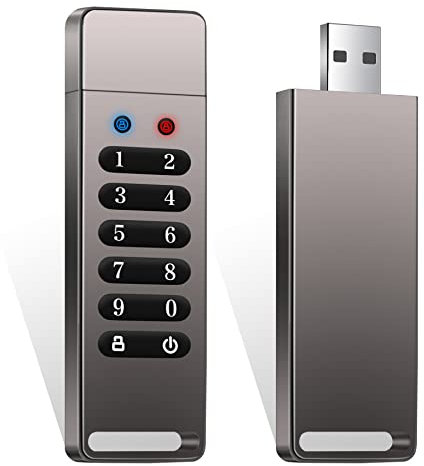 INNPLUS Secure 32GB Encrypted USB 3.0 Flash Drive - 256-bit Hardware Encryption, Password Protected, Compatible With MAC/Windows/Linux/Embedded Systems - Gray