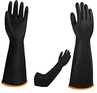 RIDINO guantes industriales de látex, guantes de jardín de goma reutilizables.18inch 1 par