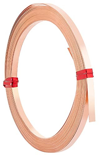 BENECREAT Alambre plano de cobre puro de calibre 32/0,2 mm, alambre plano de bisel de 3 mm de ancho, resistente al deslustre, para joyería, manualidades