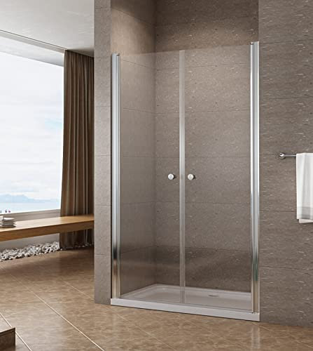 Duschtür 110 cm Höhe 197 cm Pendeltür Dusche Duschtrennwand Klarglas Schwingtür Duschabtrennung Nischentür aus 6 mm NANO Sicherheitsglas Verstellbereich von 108-111 cm