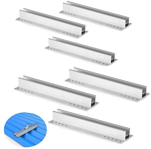 Warmfay Solarpanel Halterung Kit 30cm, Solarmodul Alu Befestigungssystem Trapezblech Photovoltaik 6 Stück Befestigungsschiene,PV Trapezblech Befestigung Einfache Führungsschienen