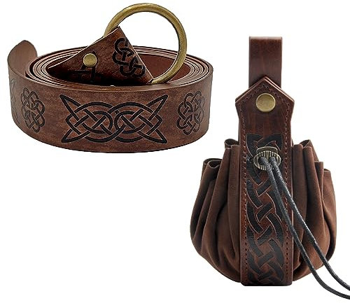 HENGBIRD 2 Halloween Nekromanten Anzug, Mittelalter Kostüm, Herren Mittelalter, Kleidung Mittelalter, Gürteltasche Mittelalter Kleidung Damen Herren Kleidung Kinder Zubehör für Halloween Cosplay
