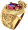 Bague Dragon pour Homme, Anneau de tête de dragon viking nordique, Bague Dragon Cristal Rouge, Bague Amulette Totem Dragon Doré, Anneaux de dragon dominateur rétro, Bijoux Punk Dragon (67)