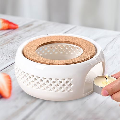 Fahibin Calentador de Tetera Porcelana,Calentadores Porcelana Diseño Tallado Hueco,para Mantener Caliente el té, el café 14.5 * 6cm