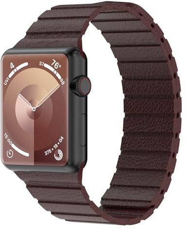 Synchro Bands Kompatibel mit Apple Watch Armband Magnetisch 38mm 40mm 41mm 42mm 44mm 45mm 49mm,Lederband Ersatzarmband Herren Damen Armbands für iWatch Series Ultra 9 8 7 6 5 4 3 2 1 SE
