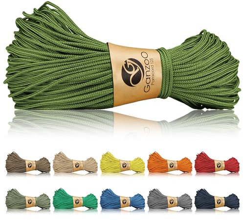 Ganzoo Paracord 125 Seil 1mm Takel-Schnur, Nylon & Polyester, Allzweckseil für Armband, Hundehalsband, Hundeleine & Knüpfen, Takeln, Camping & Survival, Lemon Grün