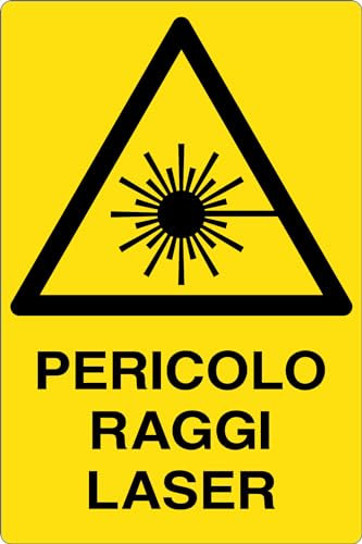 GLOBAL CARTELLO SEGNALETICO - PERICOLO RAGGI LASER - Adesivo Extra Resistente, Pannello in Forex, Pannello In Alluminio (10x15 cm, Adesivo)