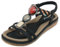 Acfoda Sandales Femme Été Confortable Mode Plates Bohême Tongs avec Strass Léger Chaussures Orthopédique Sandals Confort Sandalette et Mules Noir 38