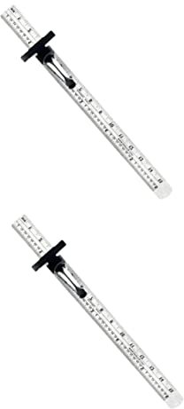 DOITOOL 2 Stück Edelstahl Lineale - Gerades Nählineal mit Clip - Taschenlineal - Metall Skalenlineal - Zeichenlineal - Meterstab mit metrischem und imperialem Rechenschieber