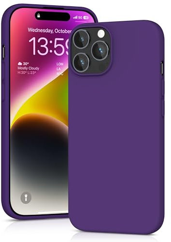 YATWIN Silicone Case for iPhone 14 Pro Max, Soft-Touch, Shockproof, DustProof, Antiskid Full Body Armour Phone Cover for Apple iPhone 14 Pro Max - Purple
